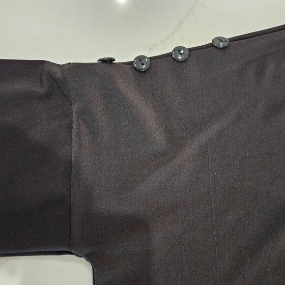 Clara Sunwoo Black Knit Top Dolman Sleeve Asymmetrical Pullover Button Detail - Picture 5 of 10